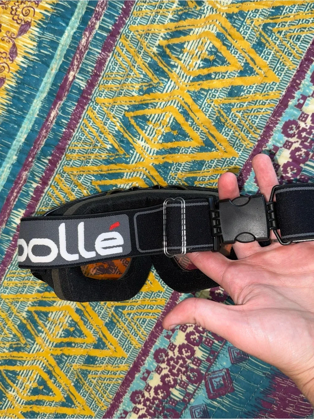 bolle Black Frame Ski/Snow Goggles with Orange Lens Buckle Adjustable Strap